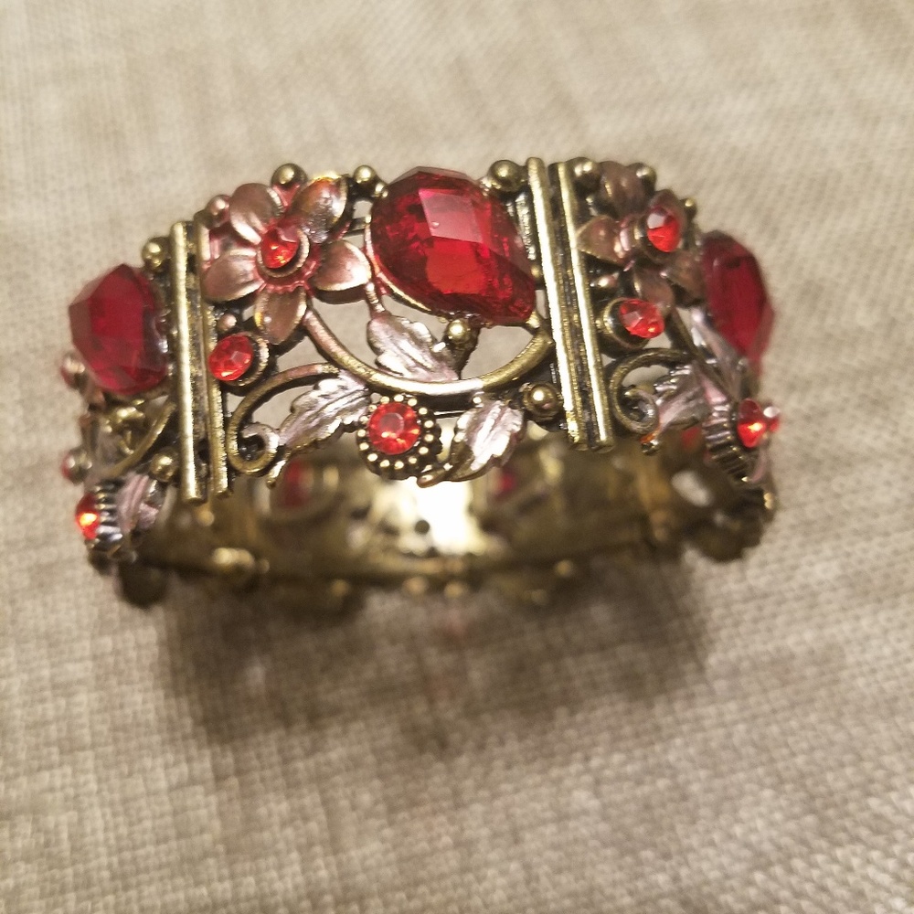 Boho Red Stone Adjustable Bracelet - image 1
